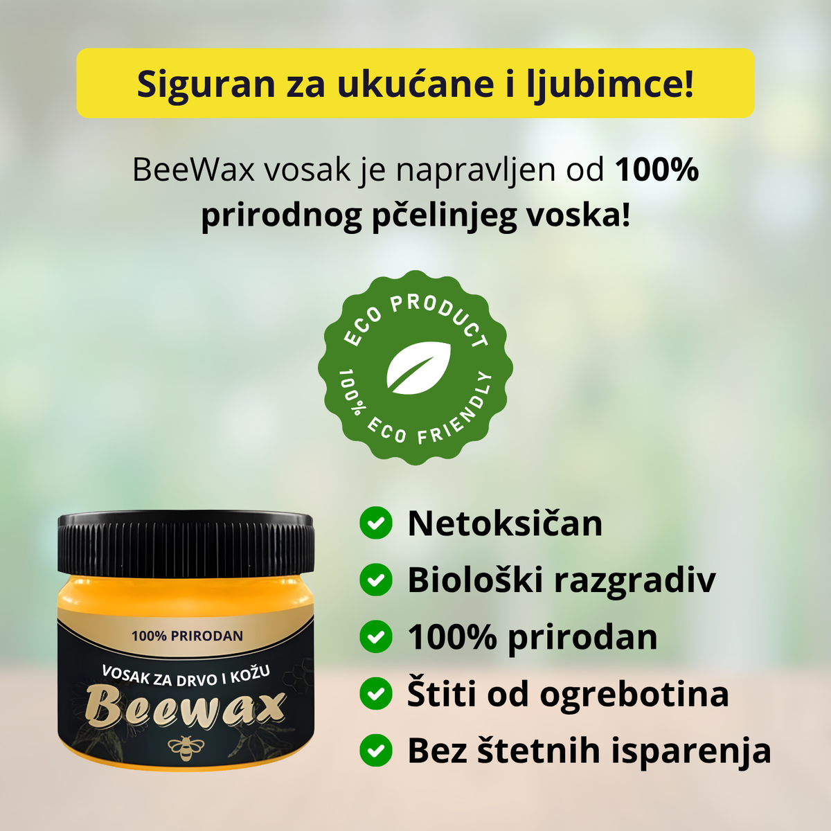 BeeWax - Vosak za obnovu drvenih i kožnih površina 1+1