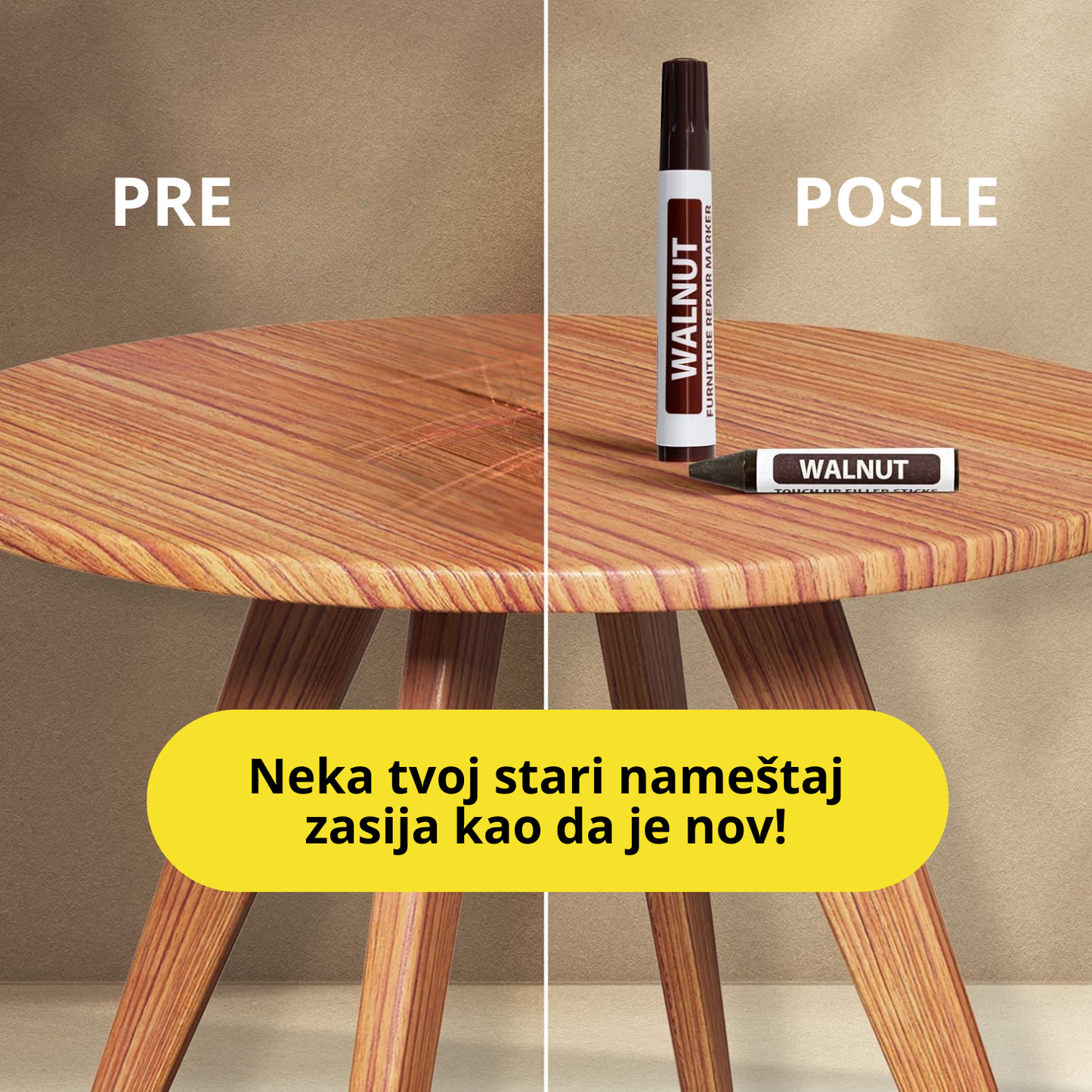 WoodFix - Set markera i voska za reparaciju drveta