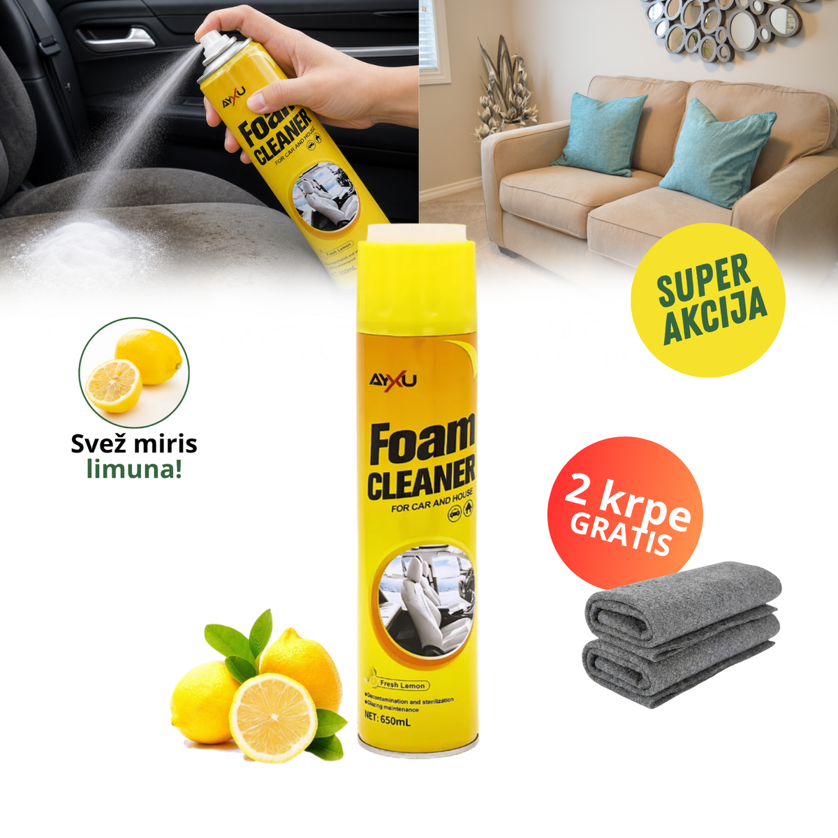 Magična pena za čišćenje + 2xMikrofiber krpe Gratis