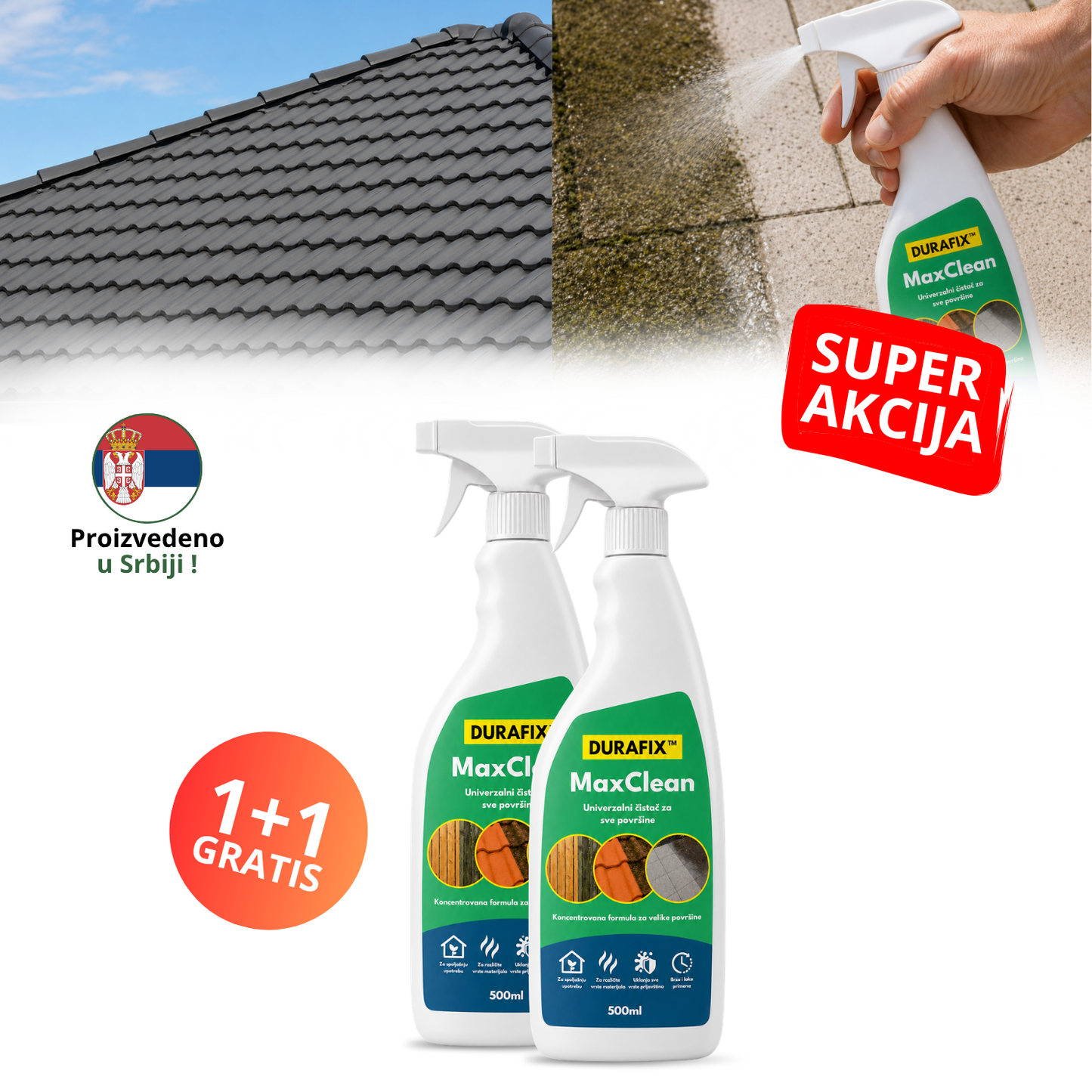 MaxClean - Sredstvo za čišćenje spoljašnjih površina - 1 + 1 Gratis