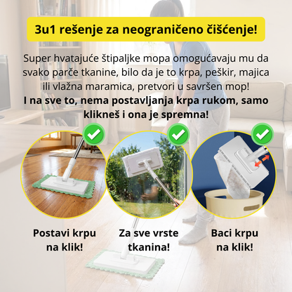 ClickMop - Mop za sve vrste krpa + 2 Mikrofiber krpe Gratis