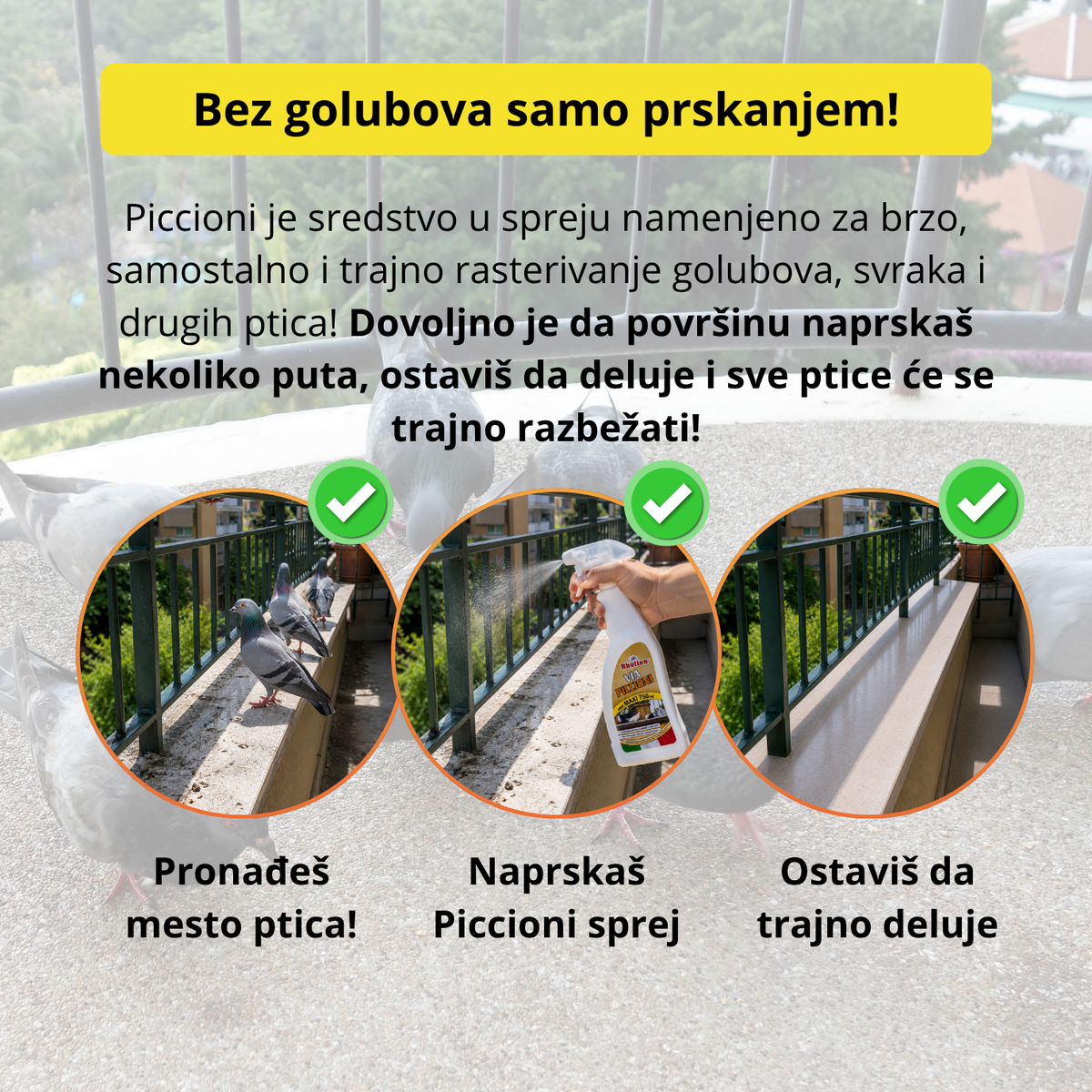 Sredstvo za Rasterivanje Golubova i Ostalih Ptica 750ml
