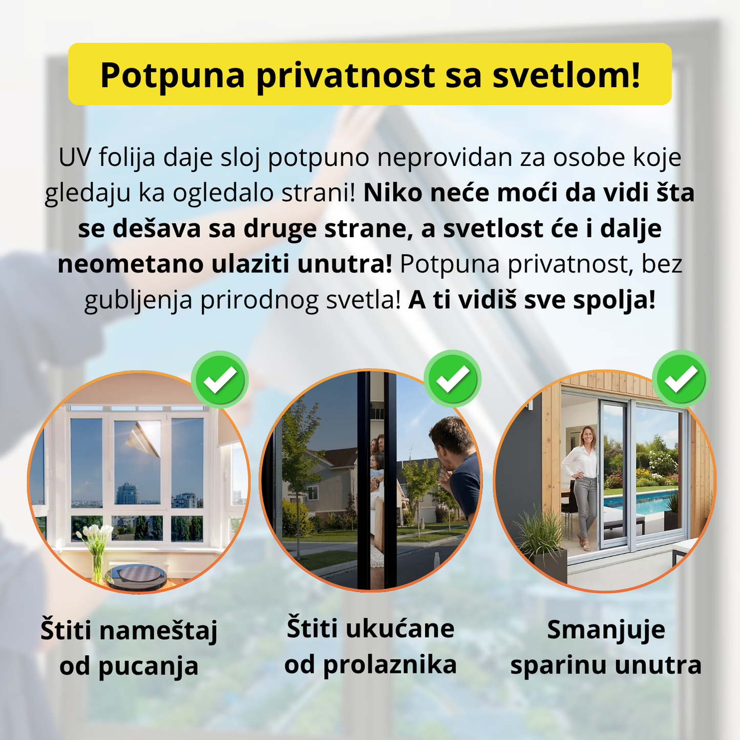 Uv reflektujuća folija za stakla