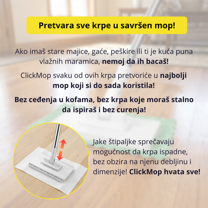 ClickMop - Mop za sve vrste krpa + 2 Mikrofiber krpe Gratis
