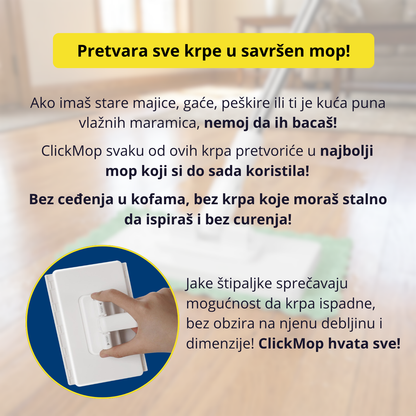 ClickMop - Mop za sve vrste krpa + 2 Mikrofiber krpe Gratis