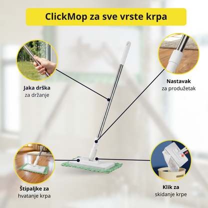 ClickMop - Mop za sve vrste krpa + 2 Mikrofiber krpe Gratis