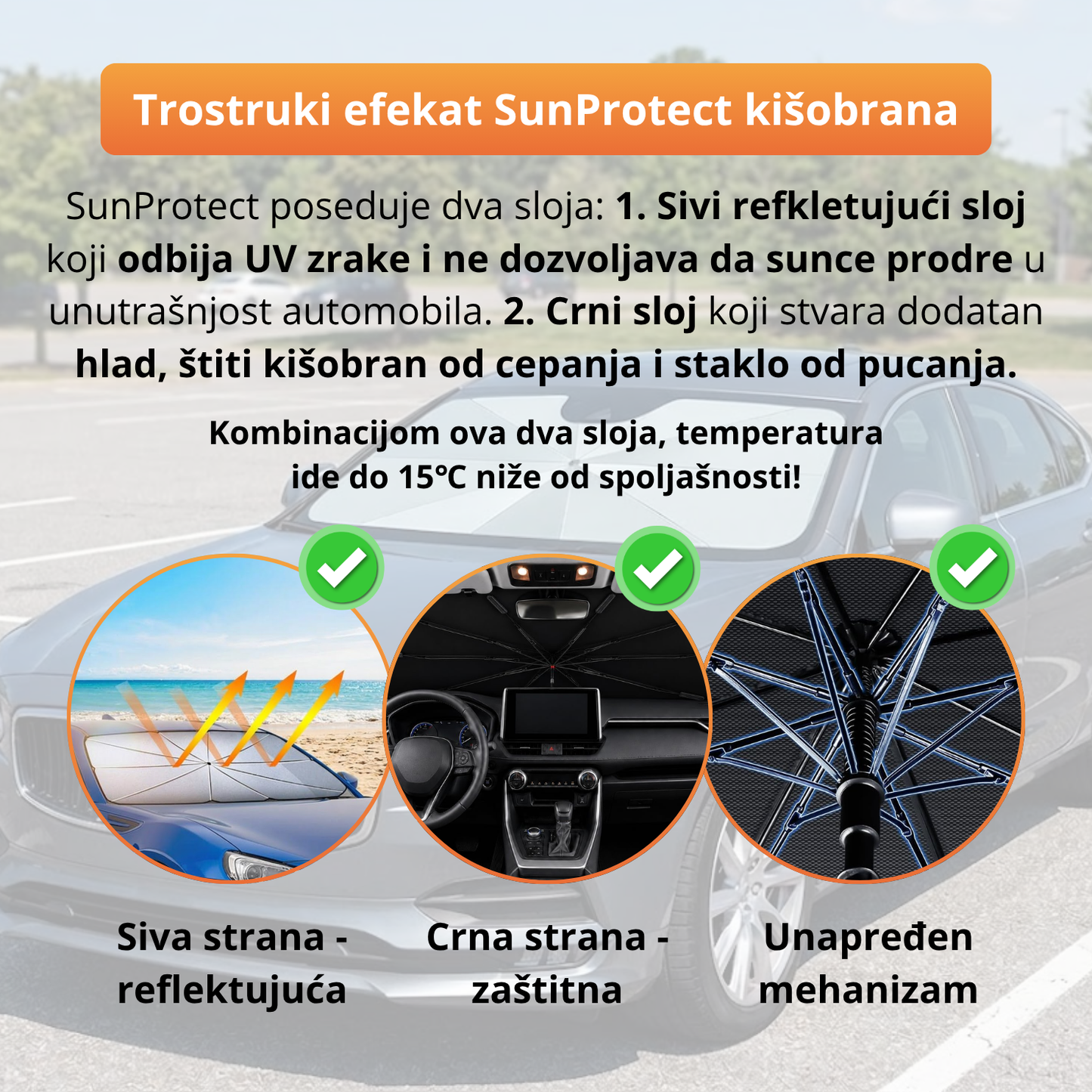 SunProtect - Reflektivni kišobran za šoferku