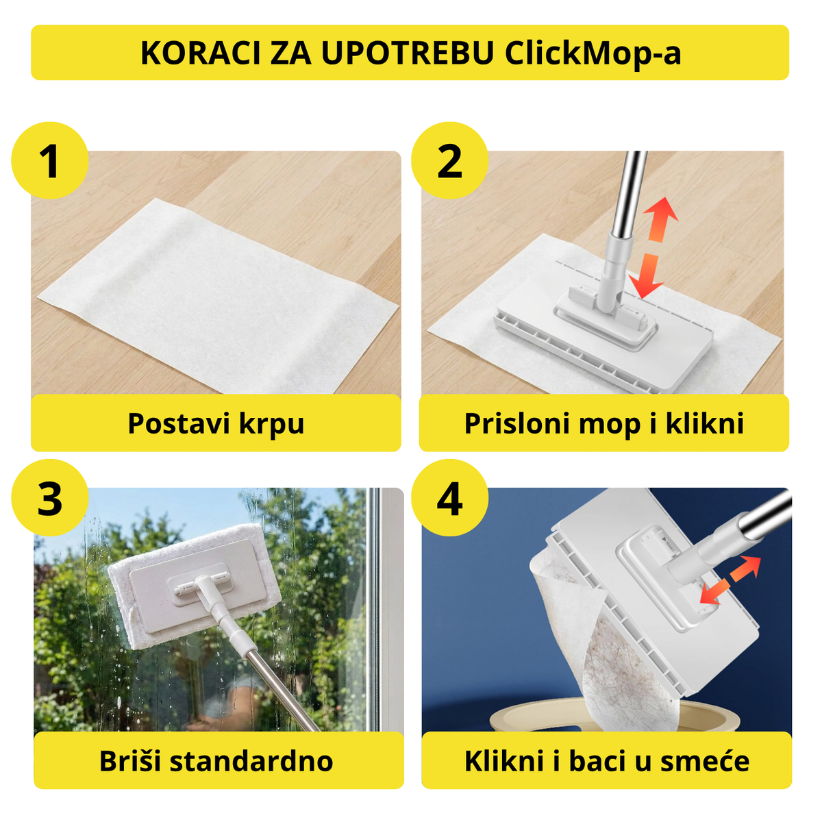 ClickMop - Mop za sve vrste krpa + 2 Mikrofiber krpe Gratis