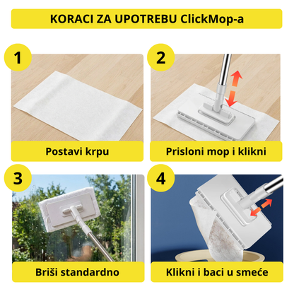 ClickMop - Mop za sve vrste krpa + 2 Mikrofiber krpe Gratis
