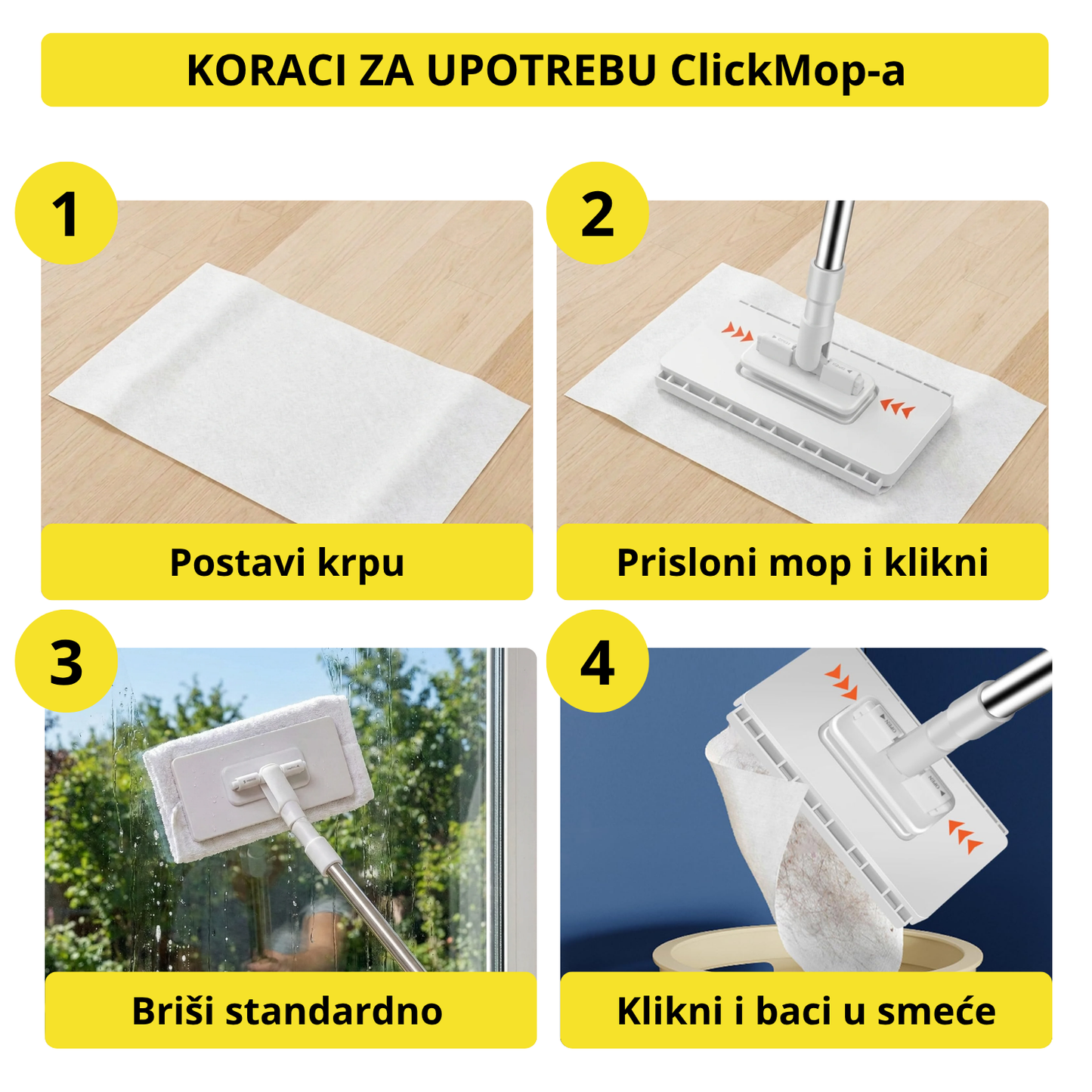 ClickMop - Mop za sve vrste krpa + 2 Mikrofiber krpe Gratis