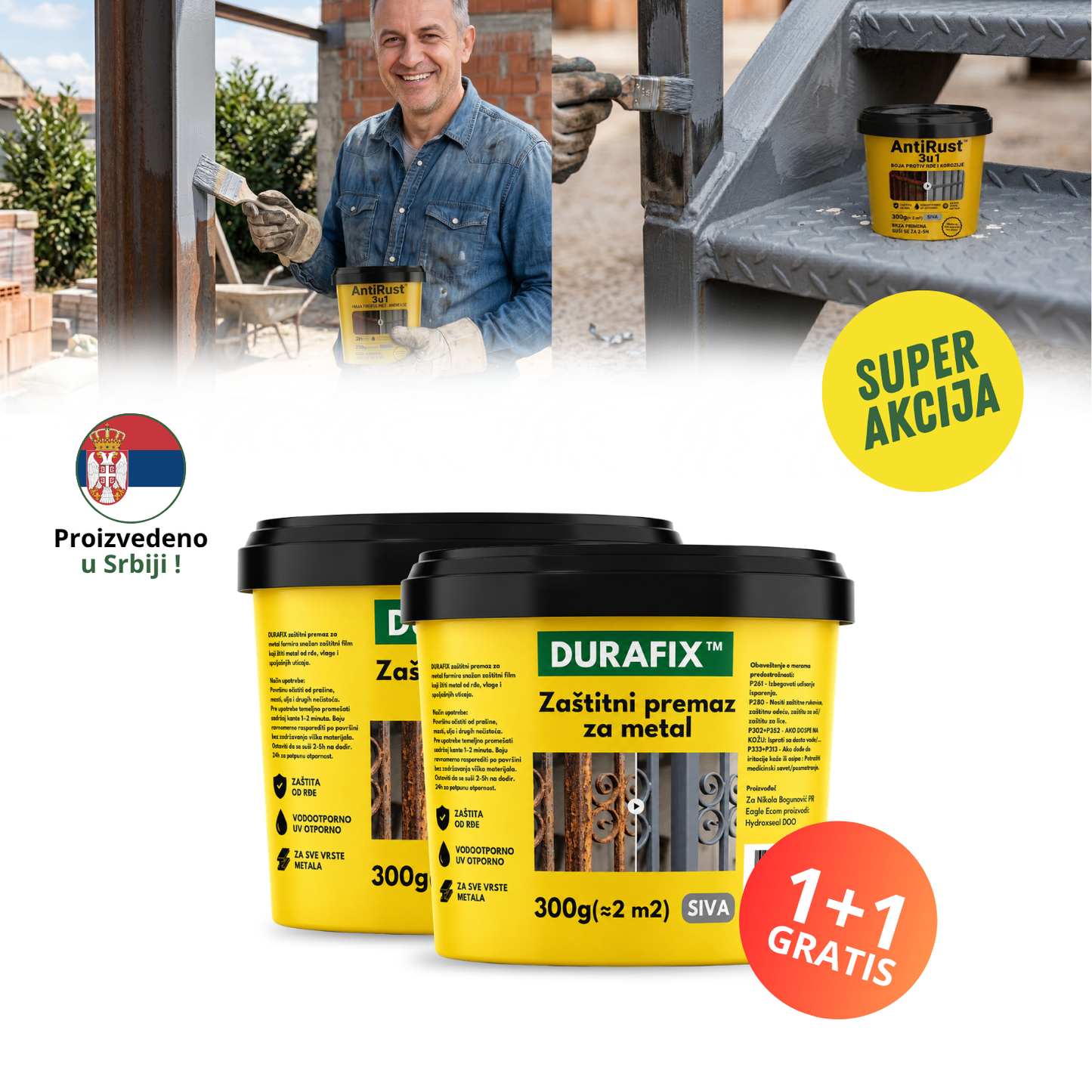 AntiRust - 3 u 1 boja protiv rđe i korozije (300g+300g)