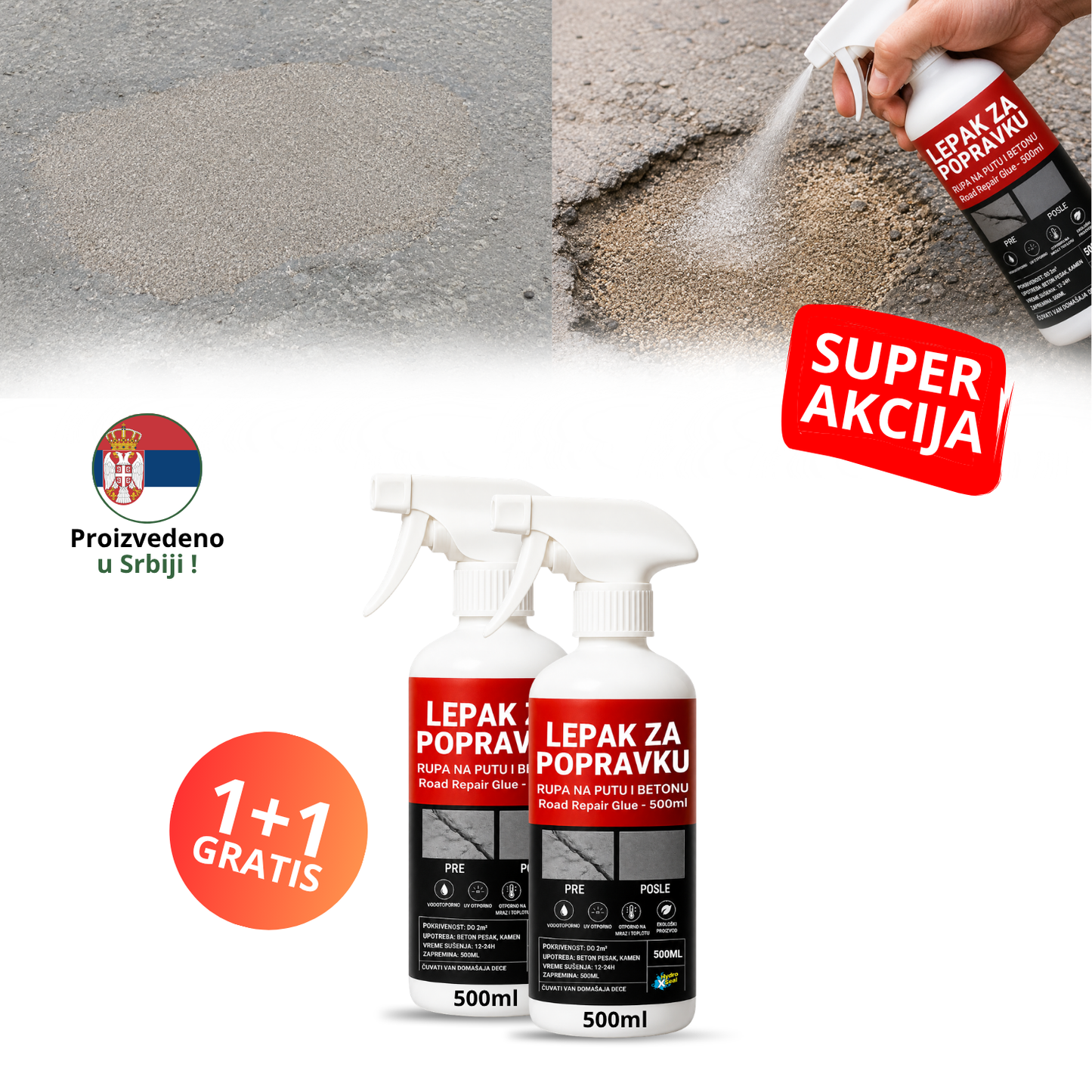 FixStrong - Lepak za popravku rupa na putu i betonu - 1+1 Gratis